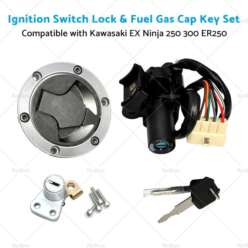 Kawasaki EX250 Ninja 250 Ignition Switch Lock & Gas Cap Key Set (2008-2012)