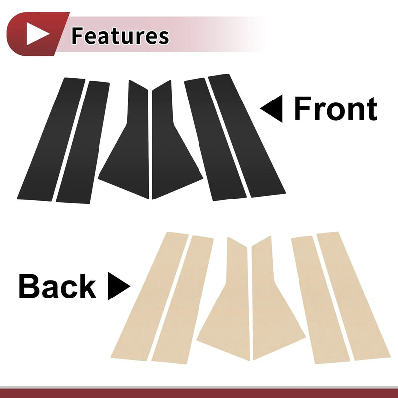 Mercedes-Benz B-Class (2012-2019) Black 6 x Car Door Pillar Window Trims