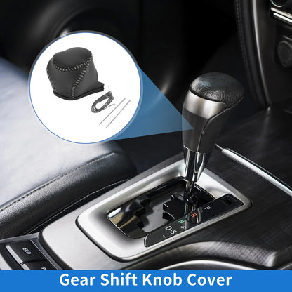 Gear Shift Knob Cover for Toyota CH-R 2017-2021 Black Grey Faux Leather