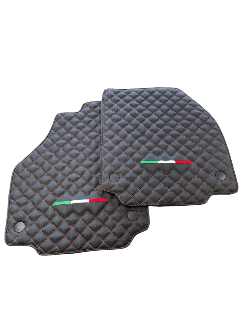 Ferrari F8 Tributo AutoWin Black Leather Floor Mats (2020-2023)