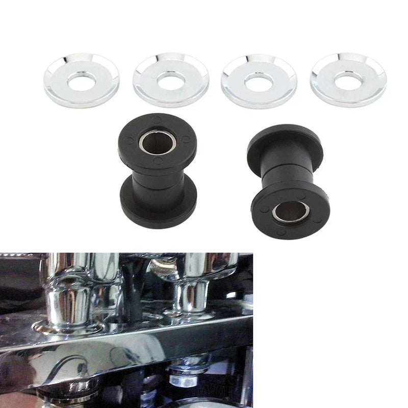 Harley Softail 114 Black Silver Handlebar Riser Bushings (2018-2023)