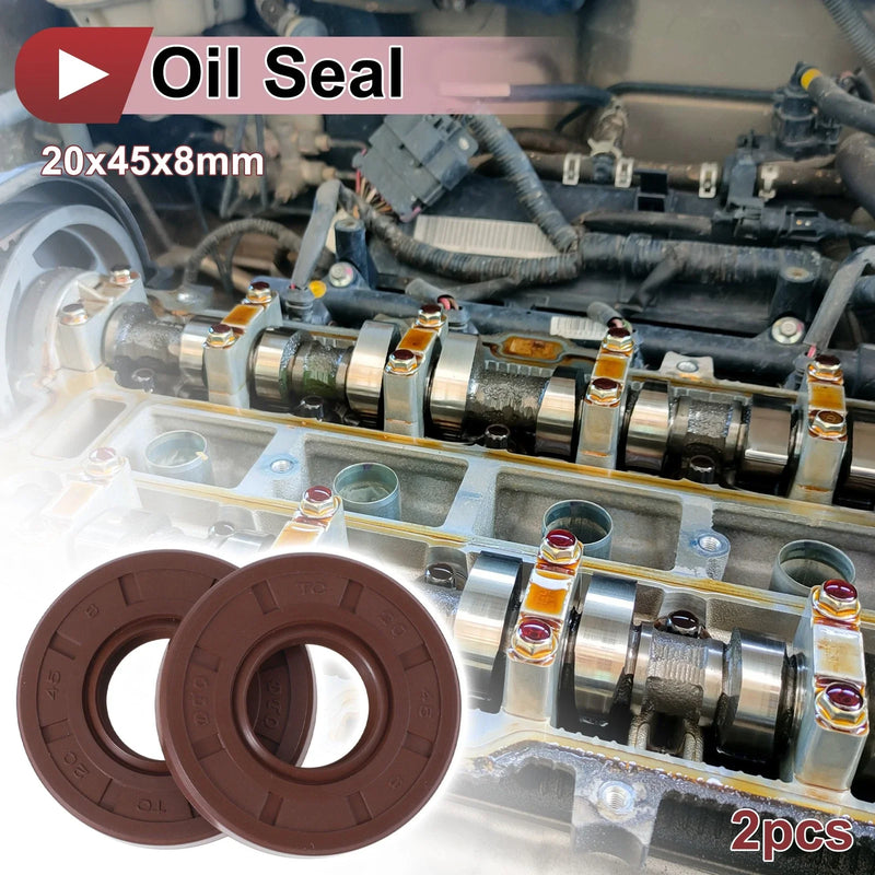 Oil Seal 20x45x8mm Brown 2 Pcs