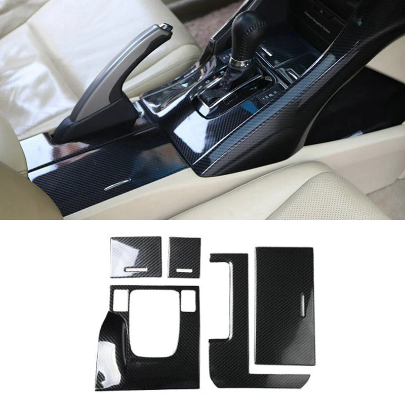 Acura TSX 5x Carbon Fiber Central Console Gear Shift Panel Trim (2009–2014)