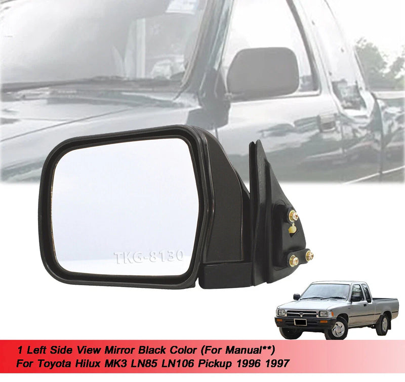 Toyota Hilux MK3 LN85 LH Manual Side View Mirror Black (1996-1997)