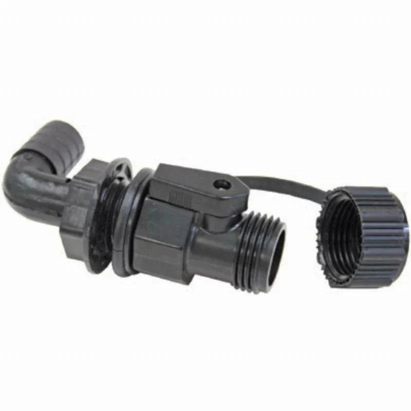 Marine Use Deck Washdown Connector 90° Barbed Tail 3/4" Male Thread