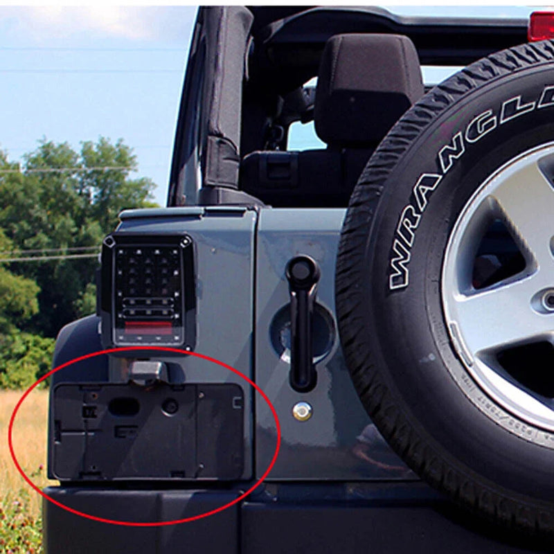 Jeep Wrangler Rear License Plate Mount Bracket w/ LED Light (2007-2015)