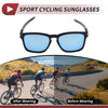 Motorcycle Riding Goggles Blue Lens Black Frame PC Cycling Sunglasses UV400