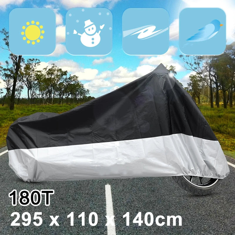 Cover / XXXL / 190T Rain Dust Motorcycle Scooter Cover Black Silver Outdoor UV