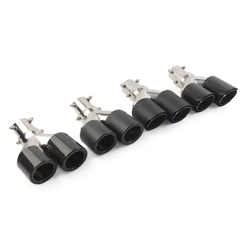 Car - Outlet 89mm Y Shape Double Exit Exhaust Muffler Tip