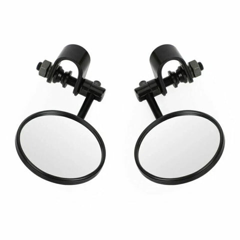 Cafe Racer 3" Round Motorcycle Mirror with Handlebar Clamp Black (2020-2023)