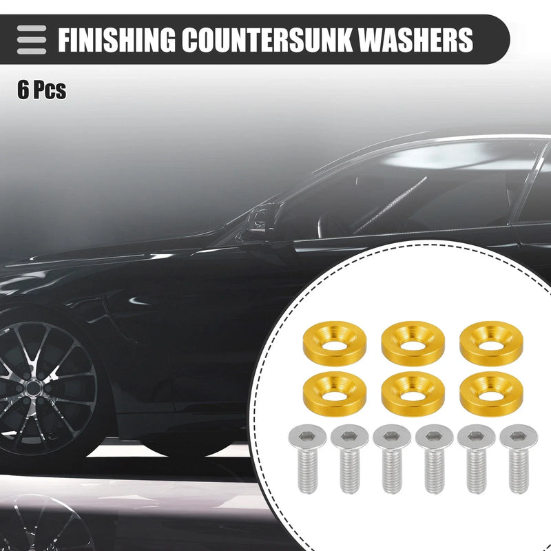 Car / Motorcycle Gold Tone 6x Finishing Countersunk Washers Fasteners