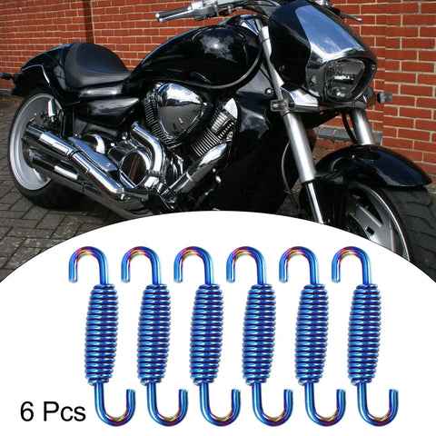 6 x 55mm 2.17" Motorcycle Muffler Exhaust Pipe Spring Stainless Steel Blue