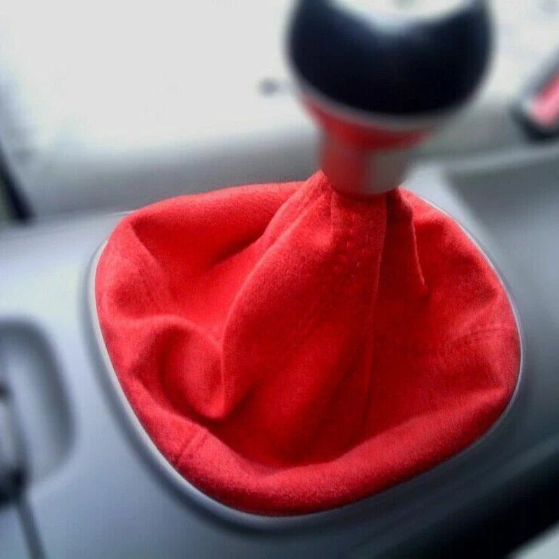 Universal Cars Red Suede Leather Shift Knob Boot Cover
