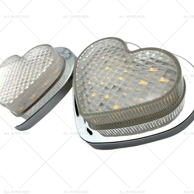 Heart 12V LED Side Marker Indicators - Clear Flash