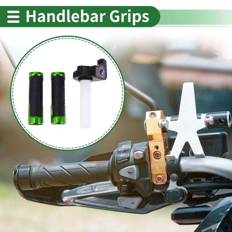 Motorcycle Grips Cover Kit 7/8" 22mm Aluminum Alloy Rubber Green