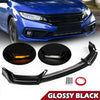 Honda Civic Si & Hatchback Gloss Black LED Front Bumper Lip (2017-2021)
