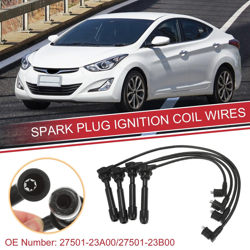 Hyundai Elantra 4 x Spark Plug Wire Ignition Coil Cables (2001-2006)