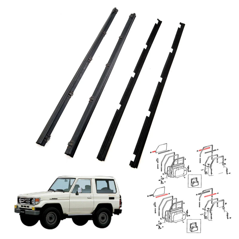 Toyota Land Cruiser FZJ74 LJ72 RJ73 PZJ75 Front Door Glass Weatherstrip w/Vent