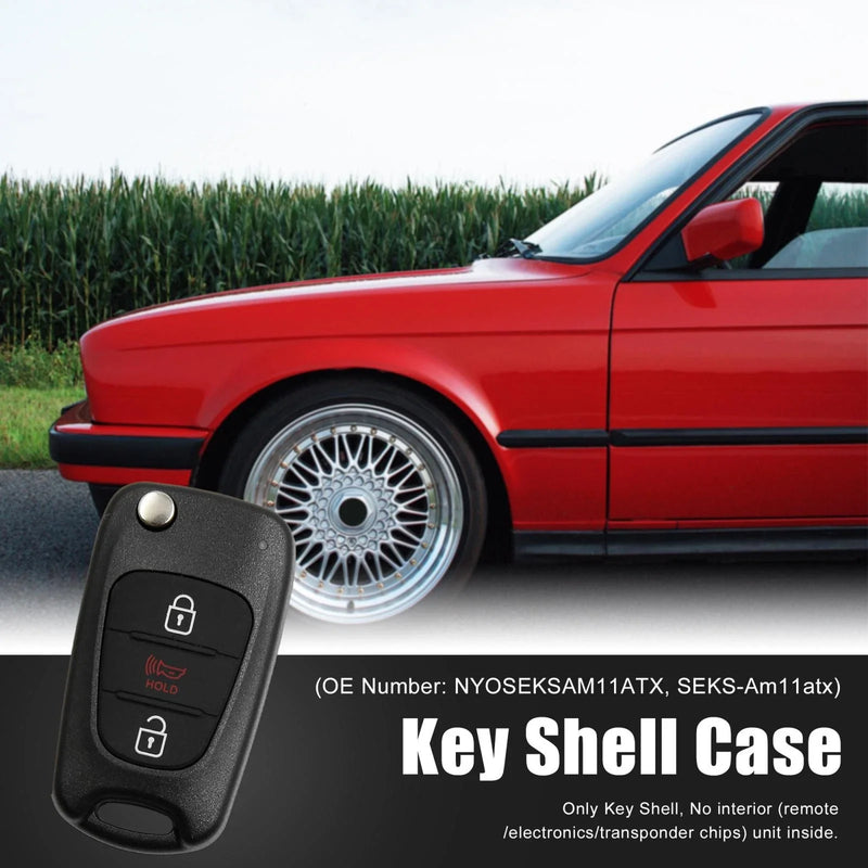 Kia Soul Key Fob Shell Case 3 Button Black (2010-2013)