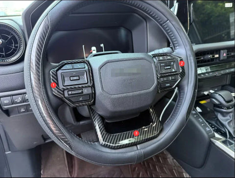 Toyota Prado LC250 Carbon Fiber Style 3 x Steering Wheel Cover Trim (2024-2025)