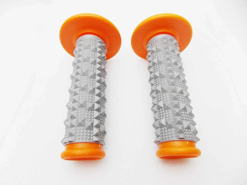 Suzuki RM500 Orange Grey Diamond Top Handlebar Grip Set