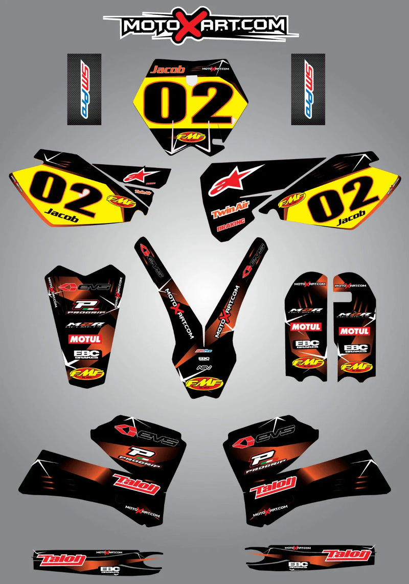 KTM 85 Custom Graphics Kit BARBED Style Decals (2006-2012)