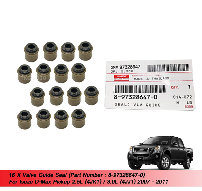 Isuzu Dmax 4JK1 4JJ1 16 x Valve Guide Seals (2007-2011)