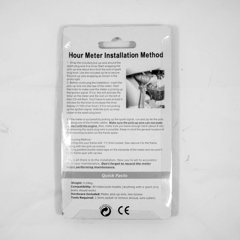 BLACK ATV Motorcycle Dirt Bike Sk Engine Inductive Waterproof Hour Meter