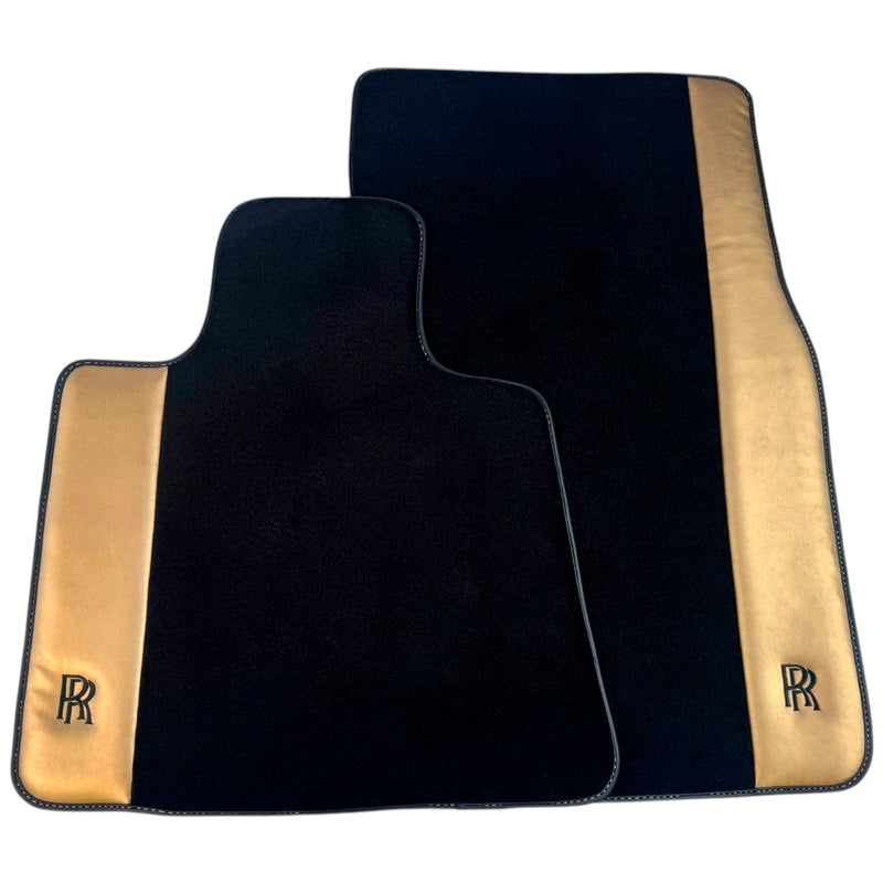 Rolls Royce Wraith (2013-2023) | Gold Leather AutoWin Black Floor Mats