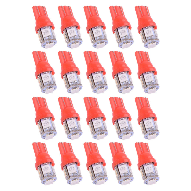 Car Dome Map Light Side Marker Turn Signal Lamp 20 x Red T10 Bulbs
