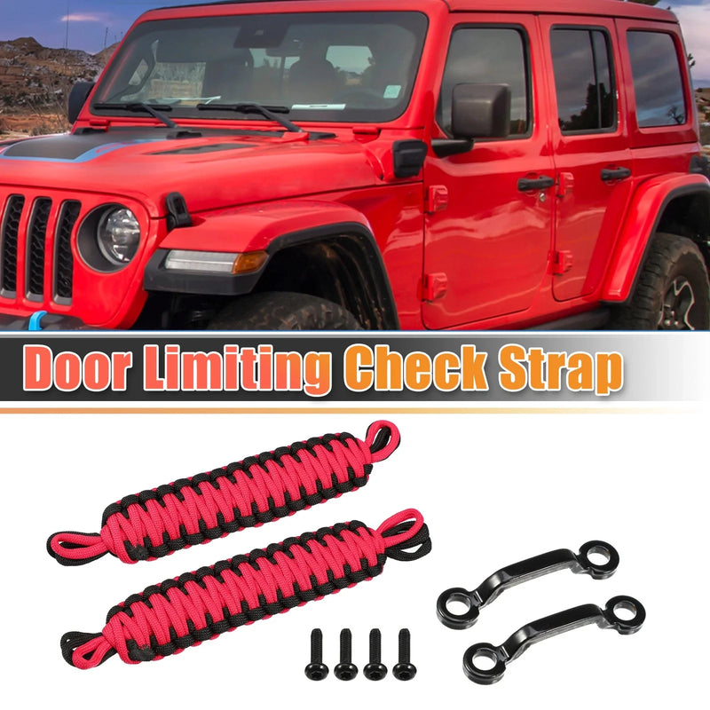 Jeep Wrangler JK JL (2018-2023) Black Red Car Door Limiting Straps