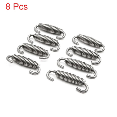 8pcs 60mm Stainless Steel Silver Tone Motorcycle Exhaust Pipe Springs Hooks