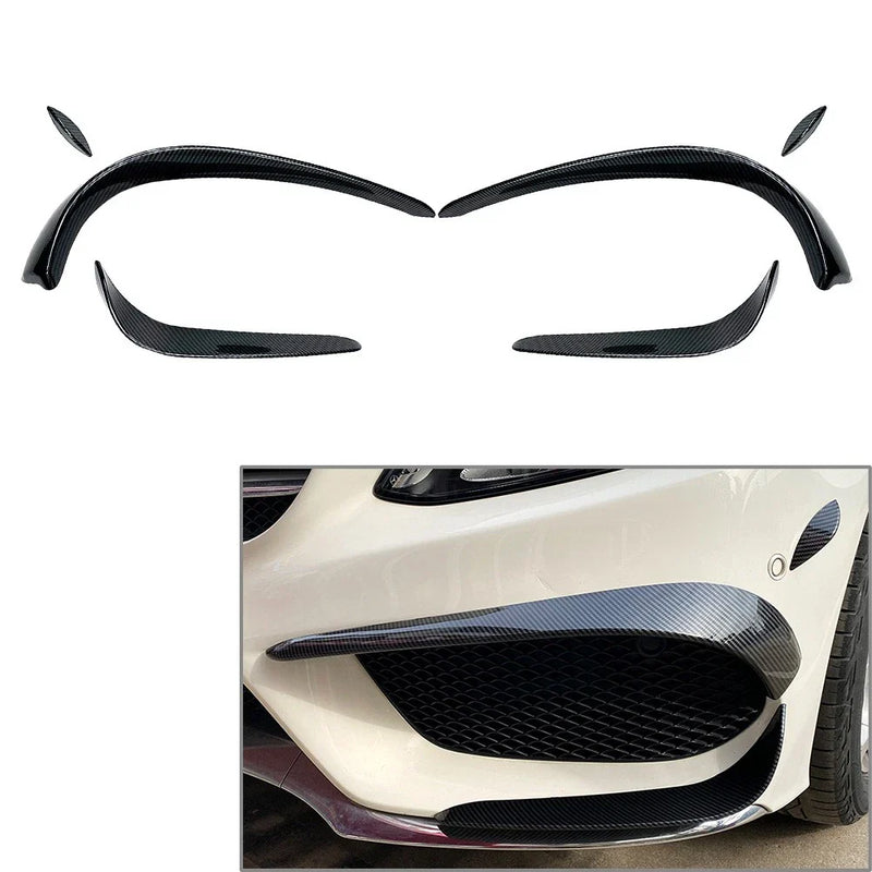 Mercedes Benz C-Class W205 6 x Front Bumper Lip Spoiler Fins (2015-2018)