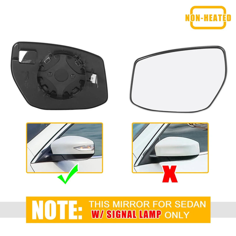 Nissan Sentra, Altima Driver Side Rearview Mirror Glass w/ Backing Plate (2007-2012)