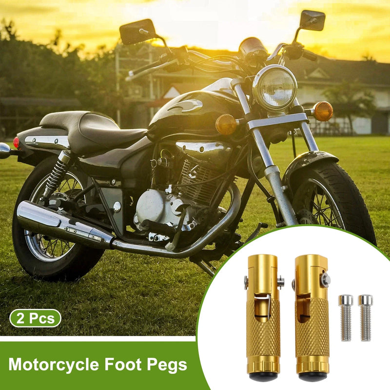 Motorcycle FootPegs 4.6" Rear Footrest Aluminum Alloy Gold Tone 2 x