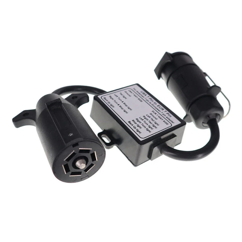 USA to EU 7-Way Blade to 7-Pin Round Trailer Light Converter