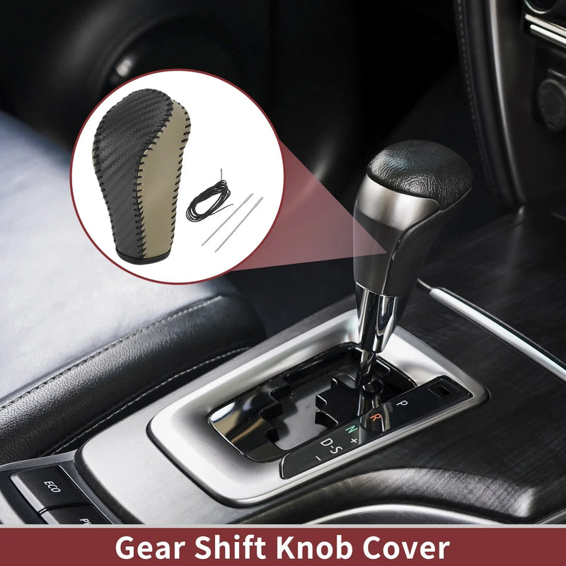G35 (2007-2008) Faux Leather Black Beige 1 Pc Gear Shift Knob Cover