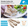 300 x Wooden Cutlery Set - Disposable Bamboo Forks, Spoons, Knives - Eco Friendly