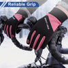 Full Finger Outdoor Fleece Women Cycling Gloves Polyester Black Rose Red