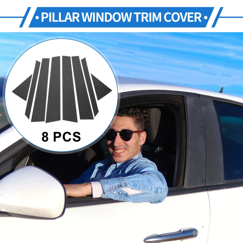 Hyundai Tucson (2016-2018) Carbon Fiber Black 8pcs Door Pillar Window Trim