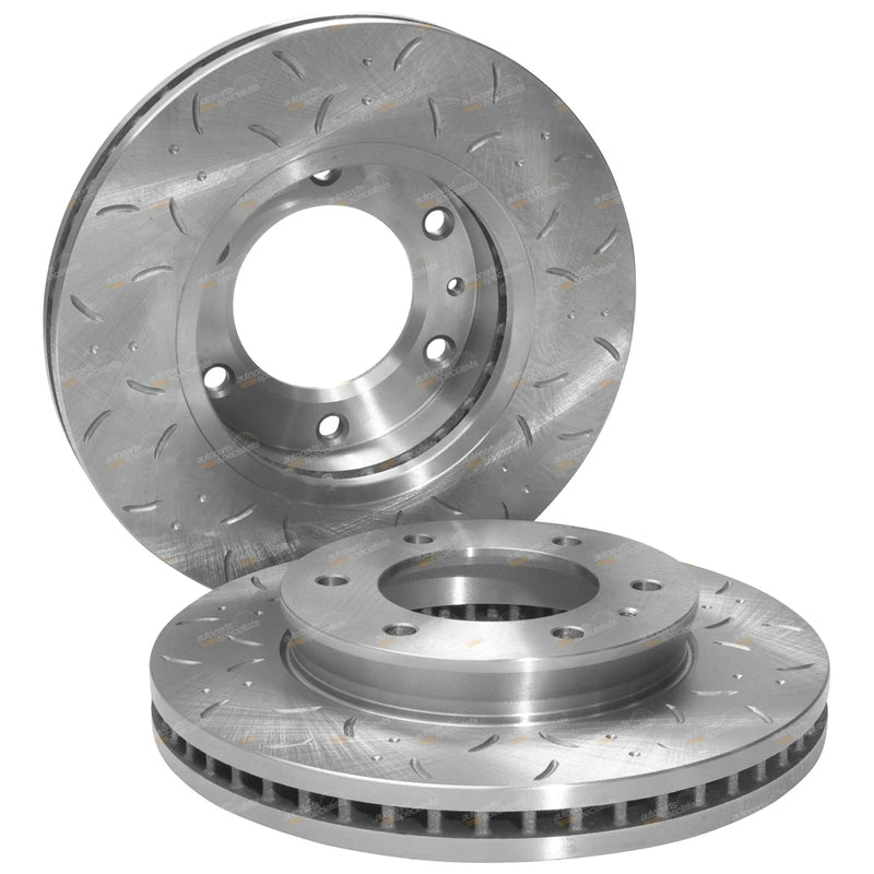 Mazda BT50 UP UR Front Slotted Dimpled Disc Rotors + Pads (2011-2019)