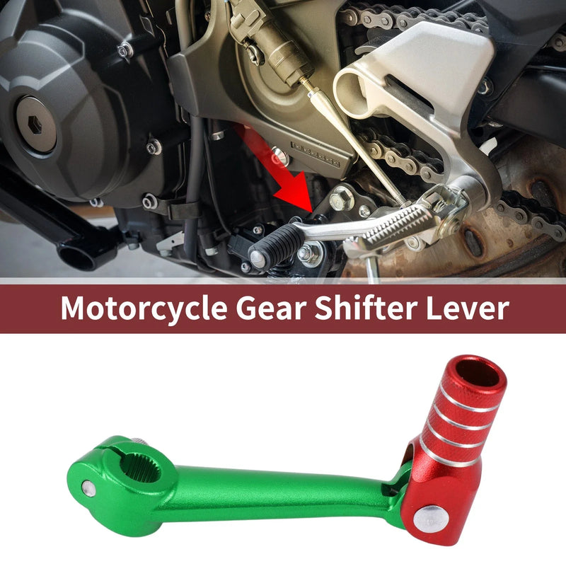 Bosuer M5 Green Red Silver Tone Folding Motorcycle Gear Shifter Lever