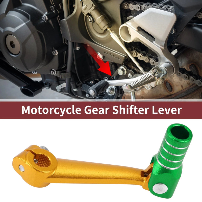 Bosuer M5 Folding Motorcycle Gear Shifter Lever Gold Tone Green Silver Tone