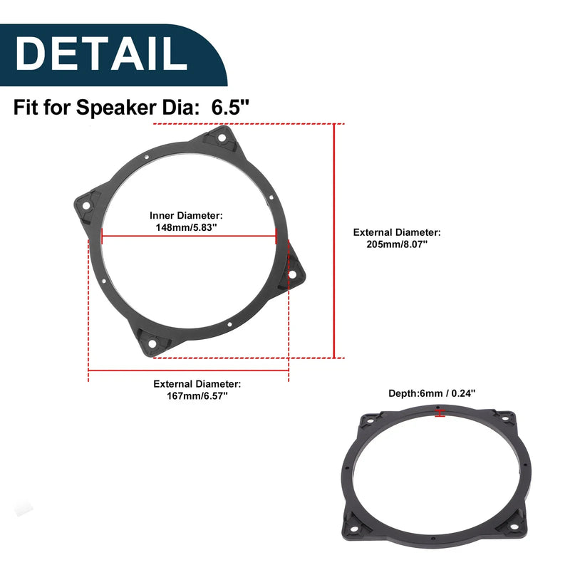 Hyundai 2006-2021 Speaker Spacer Ring Adapter (2 x Pcs)