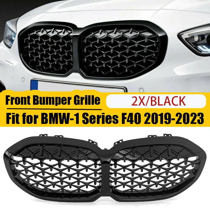 BMW 1 Series F40 Gloss Black Diamond Front Kidney Grille (2019-2023)