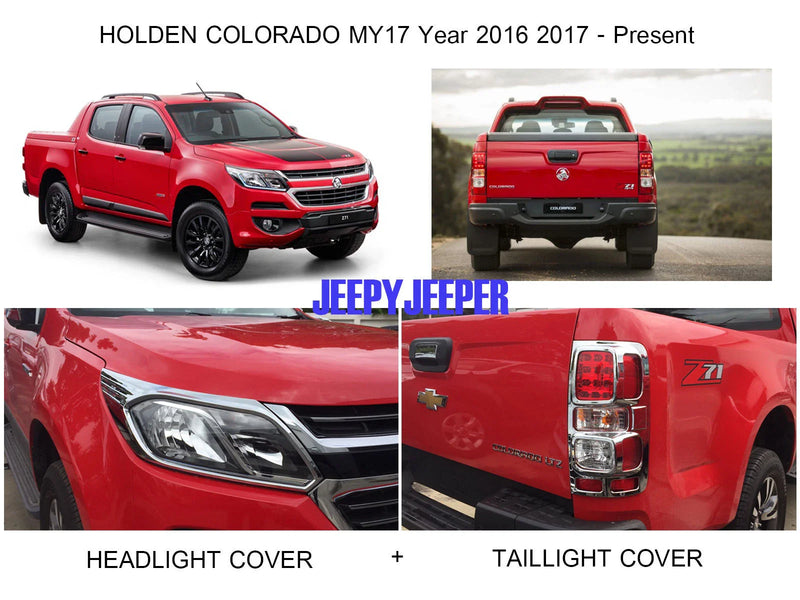 Chevy Holden Colorado Chrome Headlight Tail Light Cover Trim (2016-2017)
