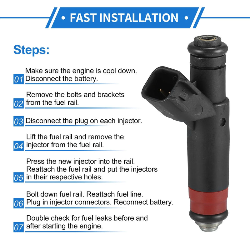 Dodge Dakota (2001-2003) 4.7L Black Fuel Injector 8 x No.53032145AA