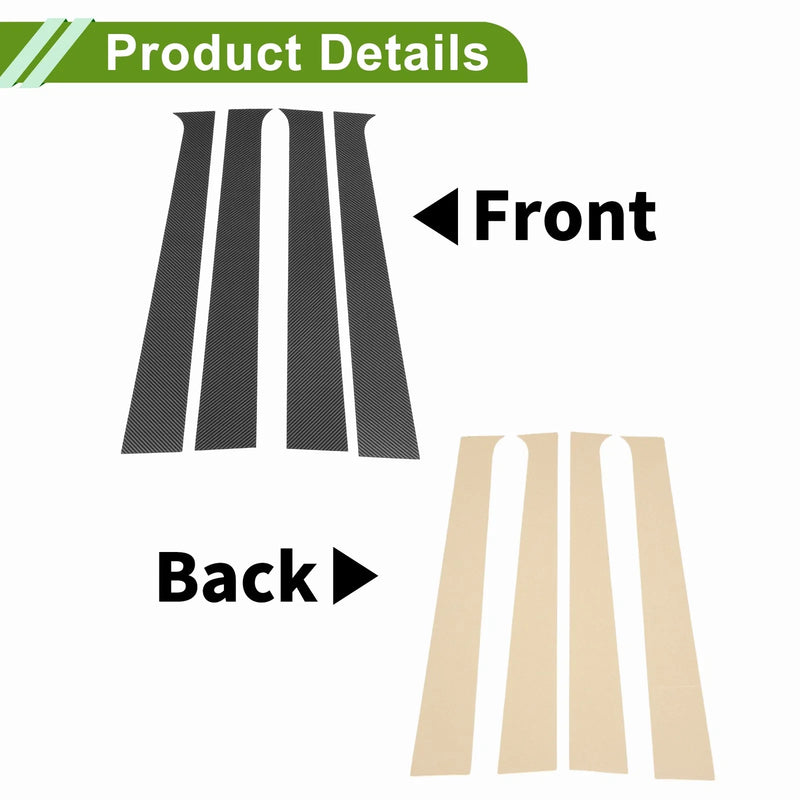 Dodge Ram (2004-2008) Carbon Fiber Pattern Black 4 x Pillar Window Trim