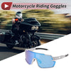 Pair Motorcycle Riding Goggles Blue Lenses White Black Frame Cycling Sunglasses