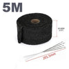 Motorcycle Heat Shield Tape 5M Black Exhaust Heat Wrap Roll